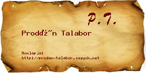 Prodán Talabor névjegykártya